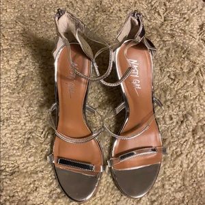 Silver strappy heels